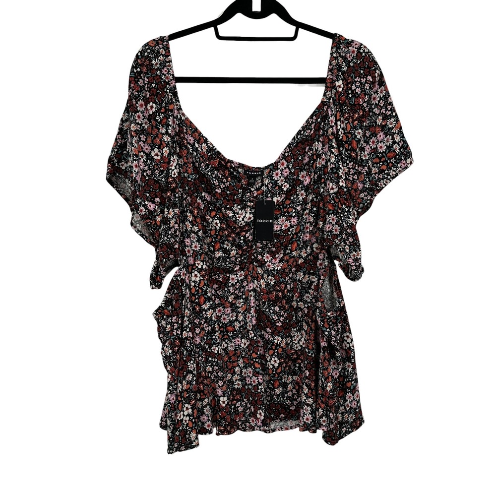 Torrid Harvest Ditsy Floral Babydoll Top 4X Side Cutouts Romantic Cottagecore